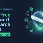 Illustration featuring keyword research tools icons, a search bar, and analytics graphs for 2026.